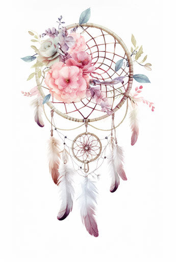 Floral dream catcher with arrows on unexpected fabrics