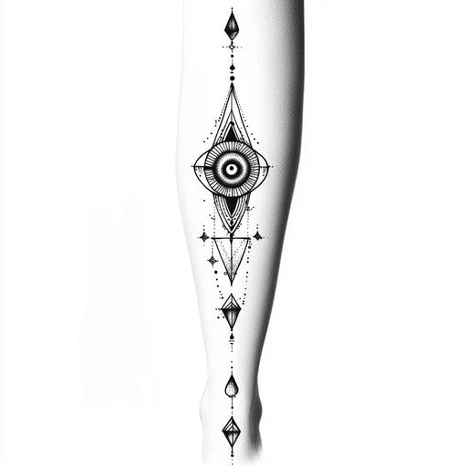 Lower leg tattoos with geometric shapes for females