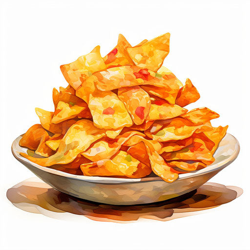 Chips clipart in the style of Impressionistic Art, on white background