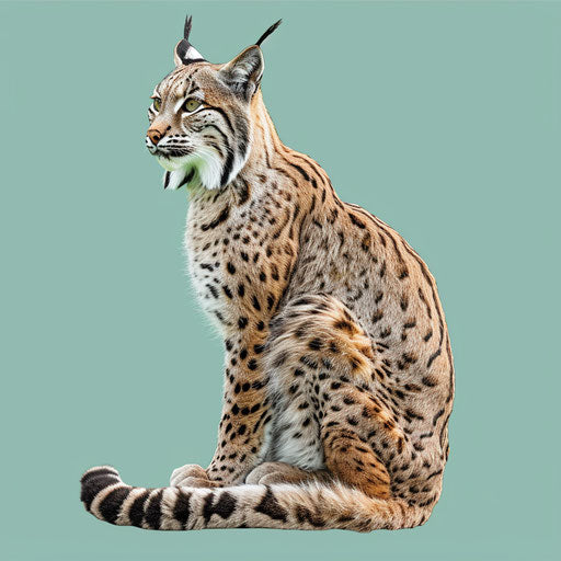 Realistic bobcat clipart on flat serene aqua background