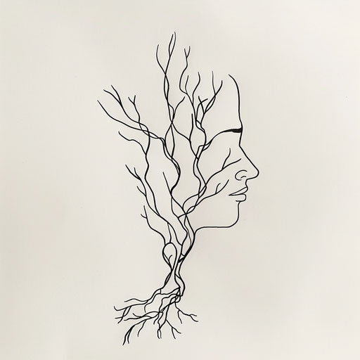 Flat tattoo sketch of a minimalist root