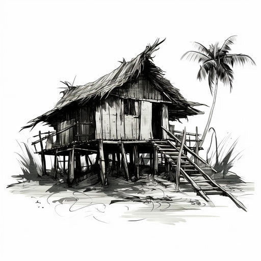 House clipart in the style of Chiaroscuro Art on white background