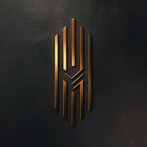 Modern restaurant logo with sleek lines and a metallic background