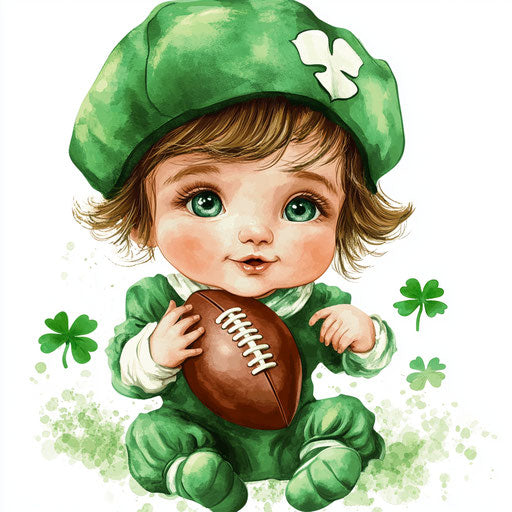 St. Patrick's Day baby with football clipart background