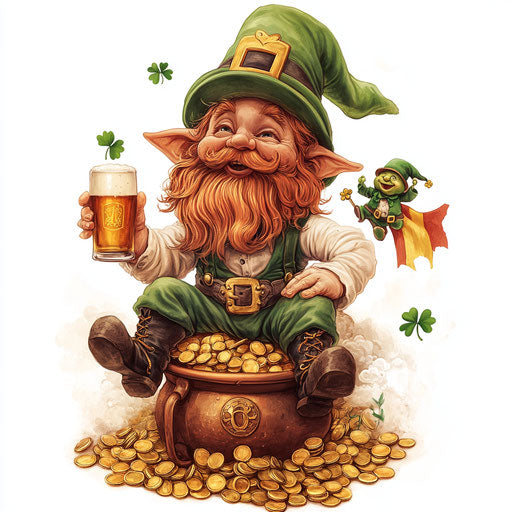 St. Patrick's Day Gnome with Red Hair and Green Hat
