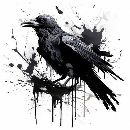 Black raven sketch black on white illustration
