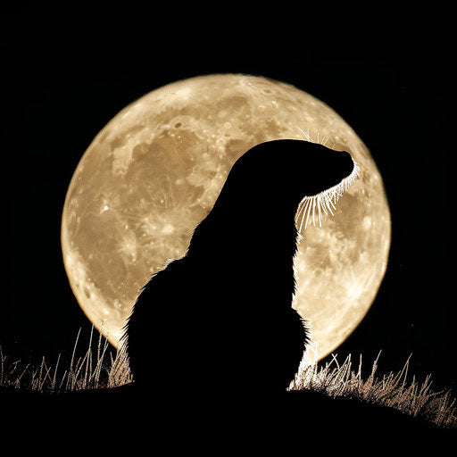 Otter silhouette against the bright full moon