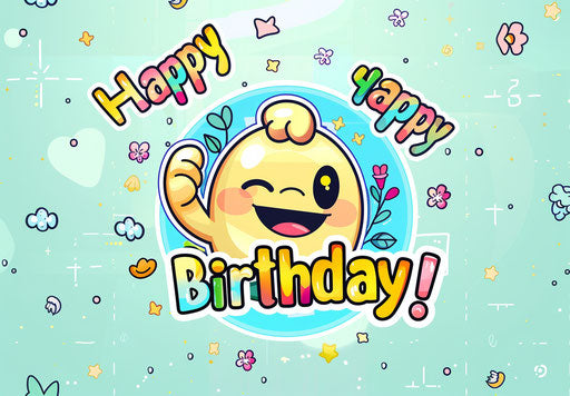 Cheerful birthday with thumbs-up emoji