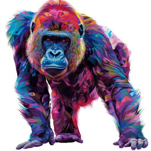 Realistic ape clipart on flat white background, vibrant details