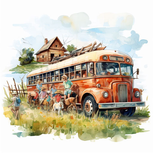 Educational outing painting style clipart on white background