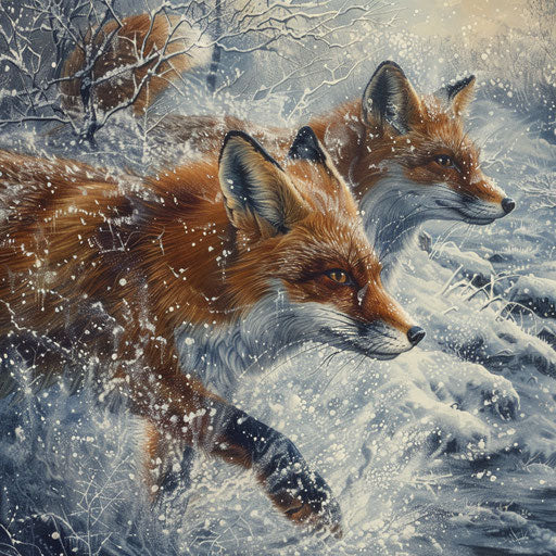 Foxes in the snowstorm