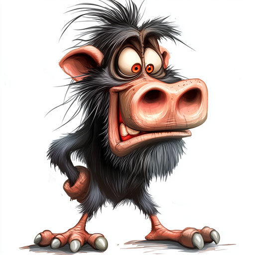 Humorous caricature of an animal with human characteristics