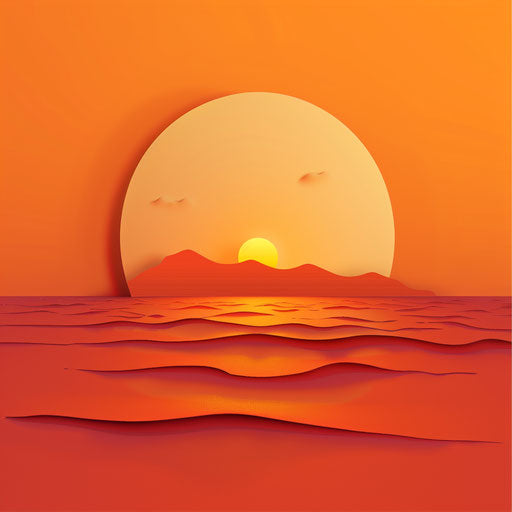 Realistic months of the year clipart on sunset orange background
