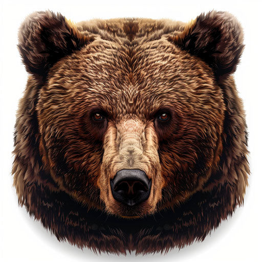 Realistic bear face with random flat background in clipart