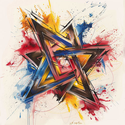 Expressionist tattoo sketch of a Star of David