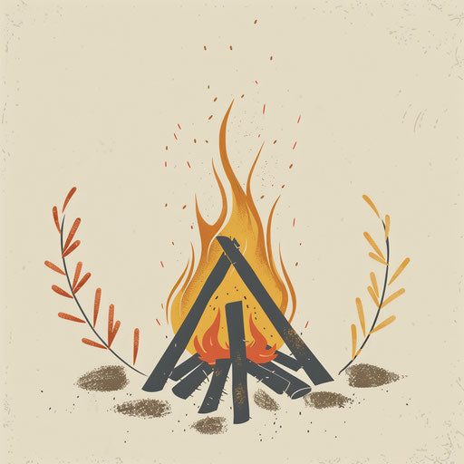Realistic bonfire clipart on cream background