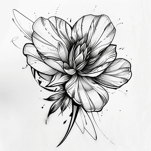 Striking clover tattoo sketch in bold black and white line art