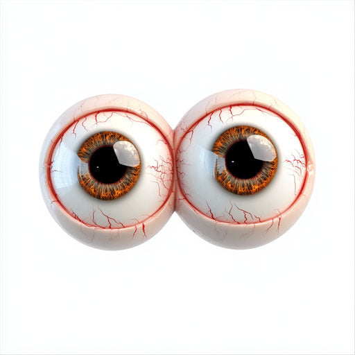 3D Creepy Eyes on flat white background, isolated clipart