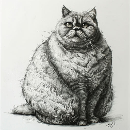 Drawing of chubby cat