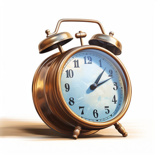 Alarm clock illustration in Chiaroscuro Art style, white background