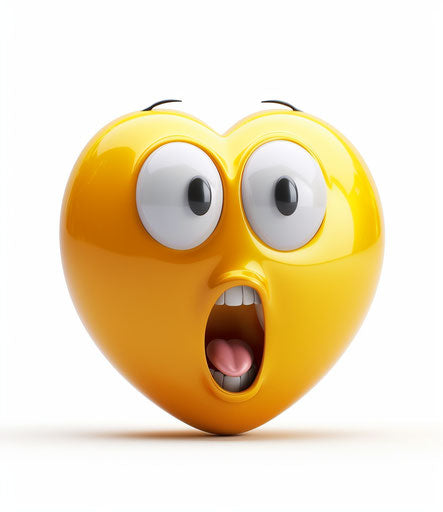 Yellow heart emoji in surprise, wide eyes and mouth