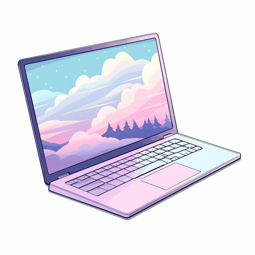 Laptop clipart in the style of Pastel Colors Art, on a white background
