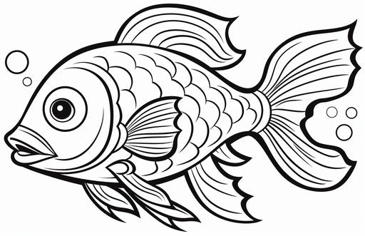 Coloring page, cartoon fish image 006, in the style of Zeiss Milvus 25mm f/1.4 Ze., Ernst Barlach, Roa, 2D 17:11