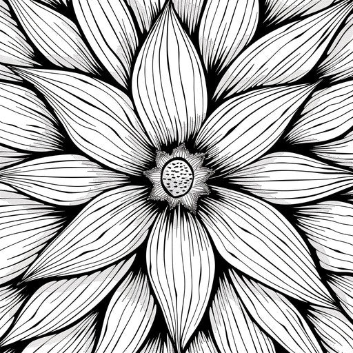 Detailed star-shaped flower. Coloring book page
