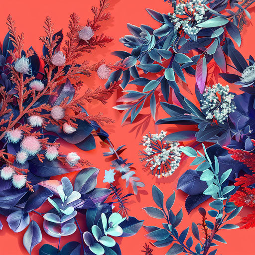 Realistic winter clipart on a flat, vibrant coral background.