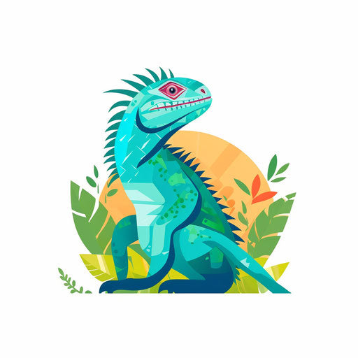 Minimalist iguana artwork on white background