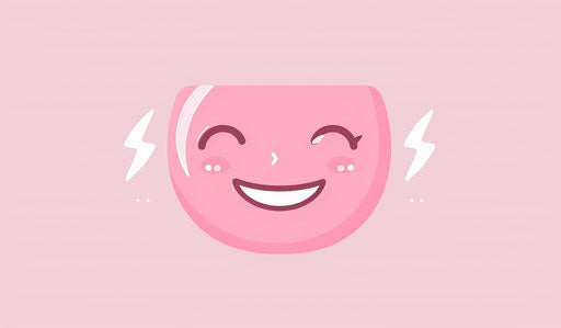 Pink smiley face with lightning bolts for eyes