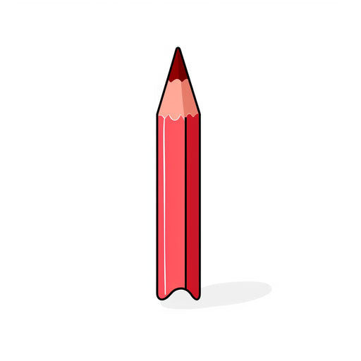 Red crayon in Minimalist style, on white background