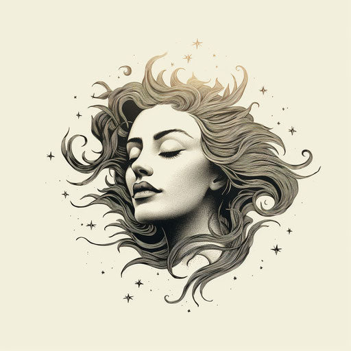 Face of a moon over a blazing sun