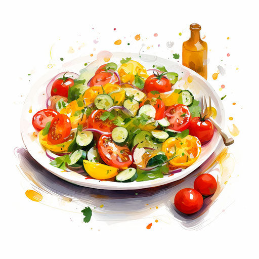 Salad clipart in the style of Impressionistic Art