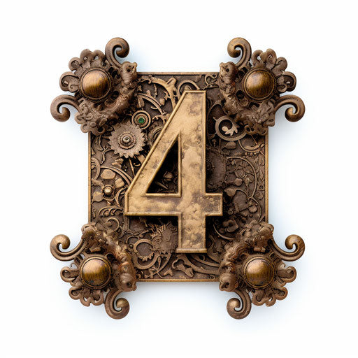 Number 4 clipart in the style of Chiaroscuro Art, on a white background