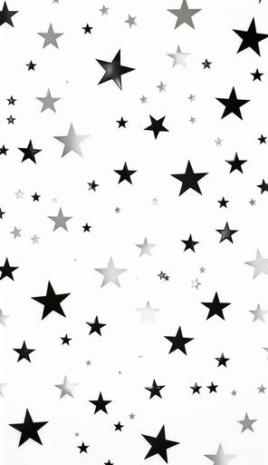 Black and white stars collection on white background, punk rock style, simple 37:64