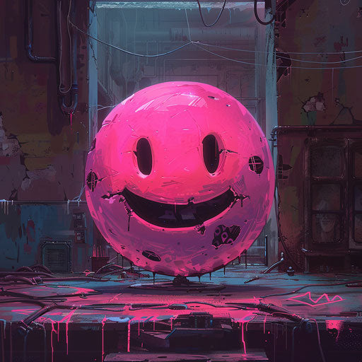 Pink smiling emotion in the middle of the page