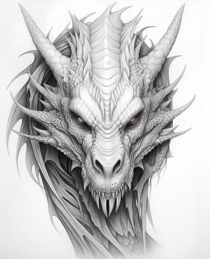 Fantasy creature in black and white, Anne Stokes style