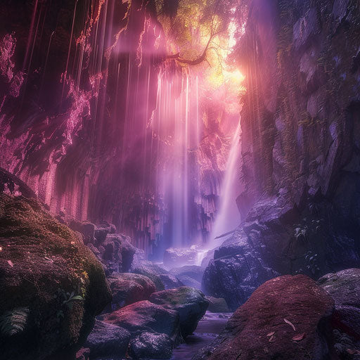 Ruby Falls with dramatic and misty ambiance