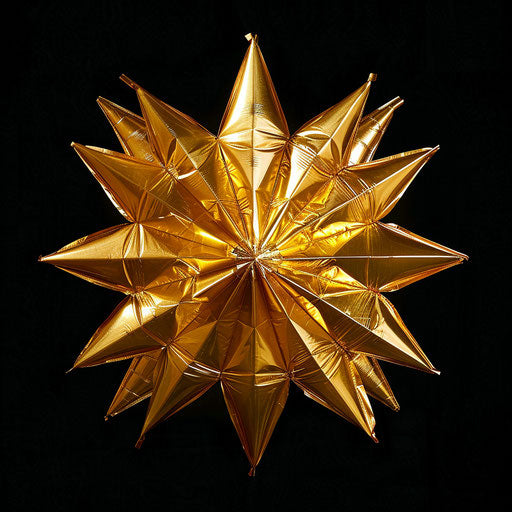 Star shaped gold foil balloon, art deco style blending forms