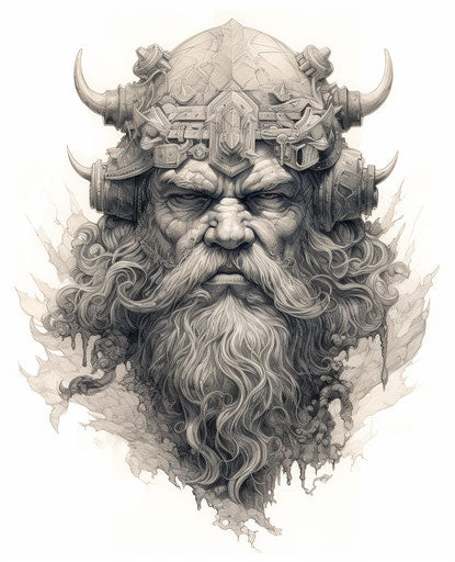 Ancient illustration of a viking, lively and sharp