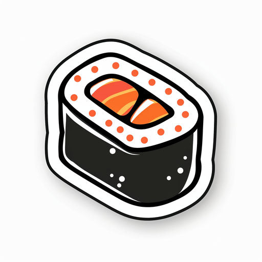 Colorful flat sushi icon on white background
