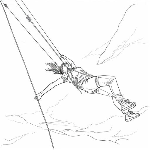 Swinging trapeze artist, coloring page for kids