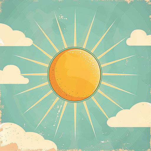 Sunny clipart with vintage filter and delicate lines