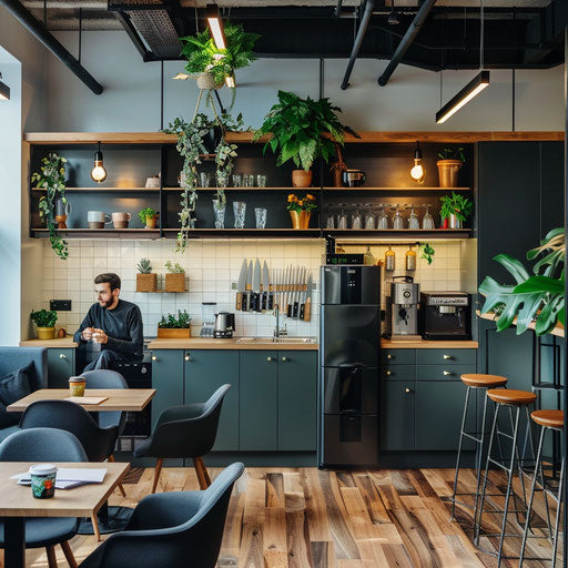 Coffee break in a stylish office kitchen