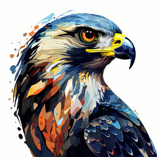 Falcon drawing in the style of Chiaroscuro Art, on white background