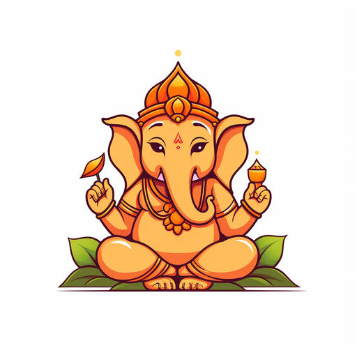 Minimalist style Ganpati clipart, on white background