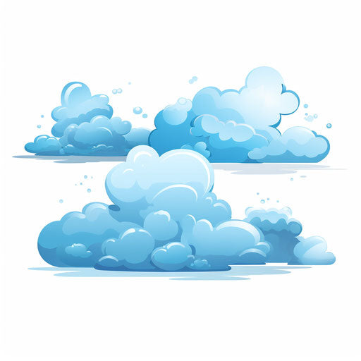 Cartoon clouds in Minimalist style on white background