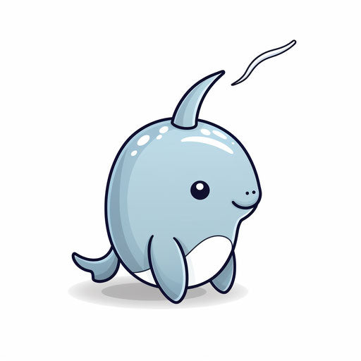 Narwhal clipart in Minimalist style, on white background