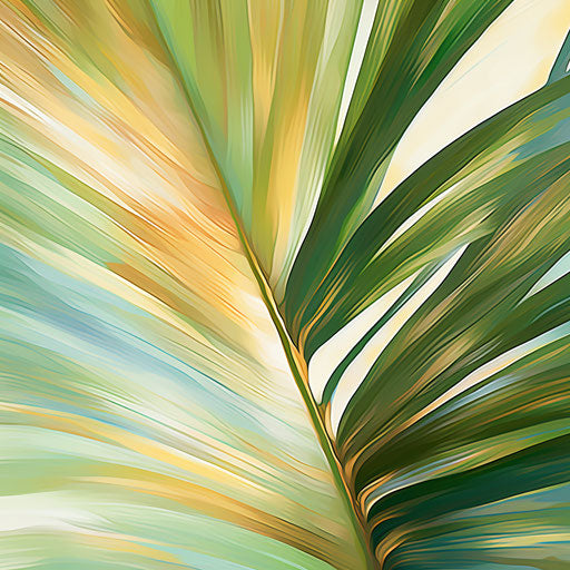 Palm leaf clipart in the style of Impressionistic Art, on a white background